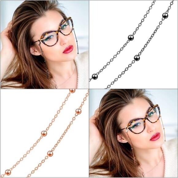 6 Pieces Eyeglass Chains Elegant Eyewear Retainer Beaded Eyeglass Strap Holder - Picture 2 of 7